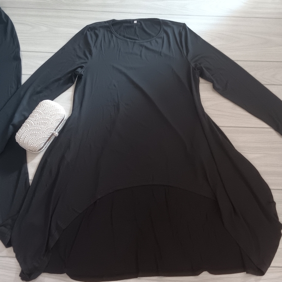 Solid Color Round Neck Long Sleeves Irregular Top And Pants Casual Two-Piece - Picture 7 of 15